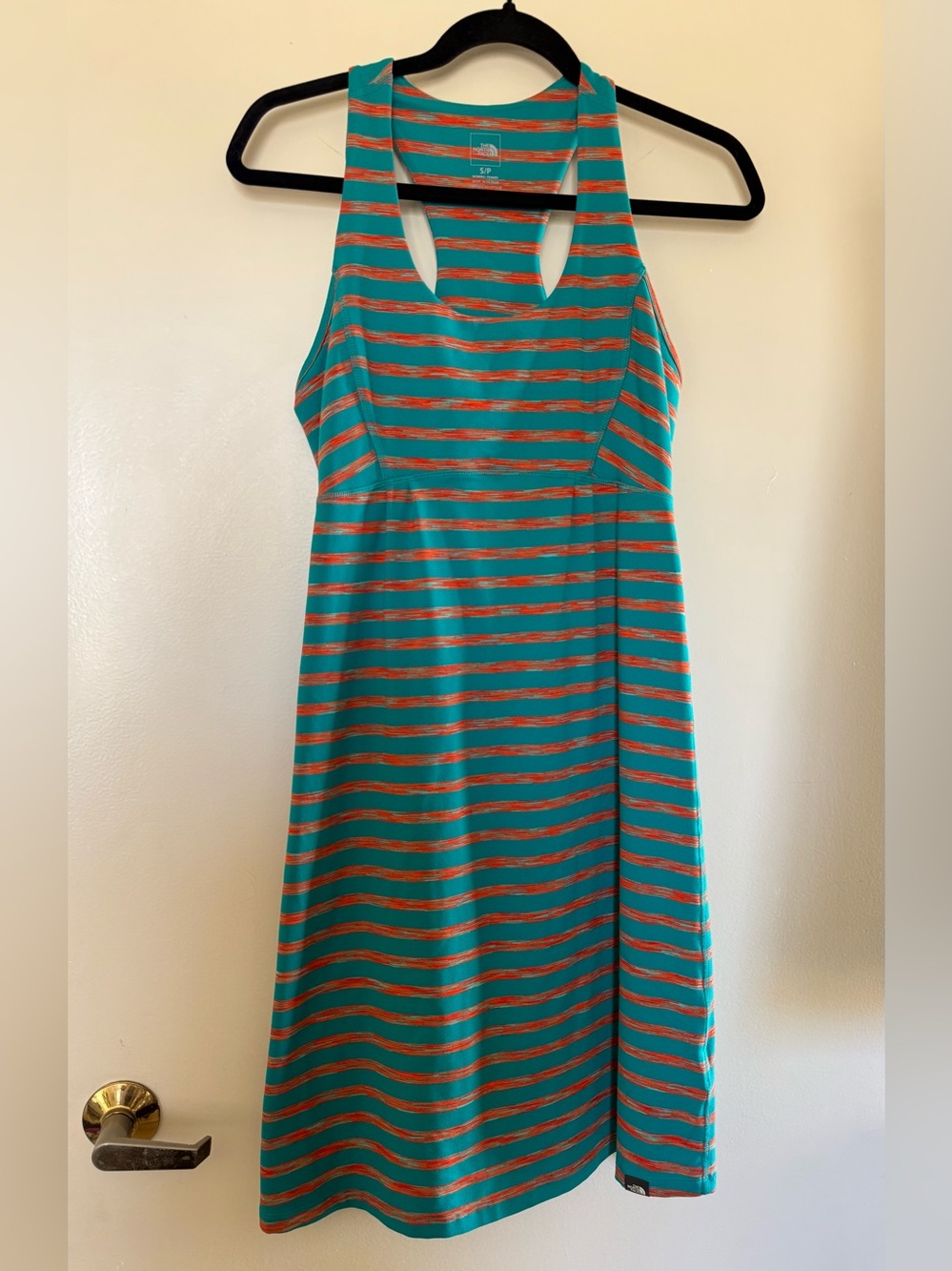 The North Face Cypress Knit Dress Striped in Flamenco Blue & Orange Size Small